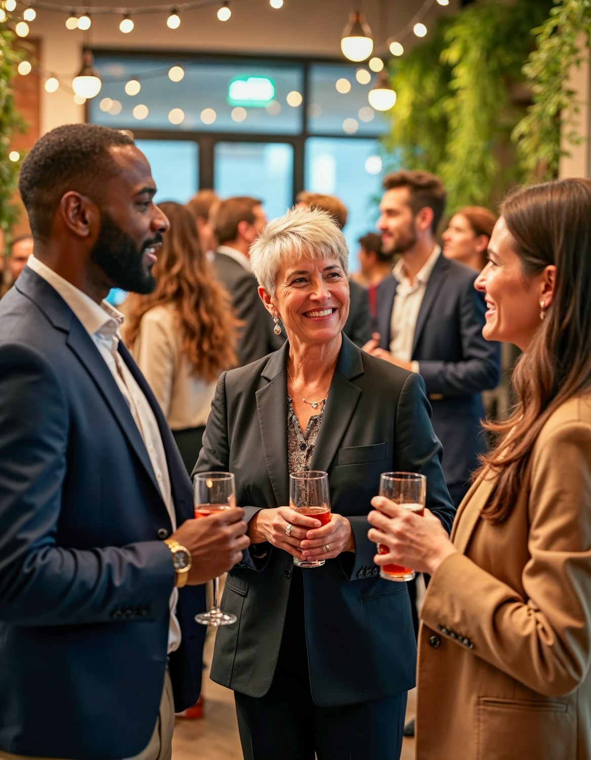 Professionals engaging in conversation at an industry event, symbolizing the community aspect and networking opportunities found on niche platforms.