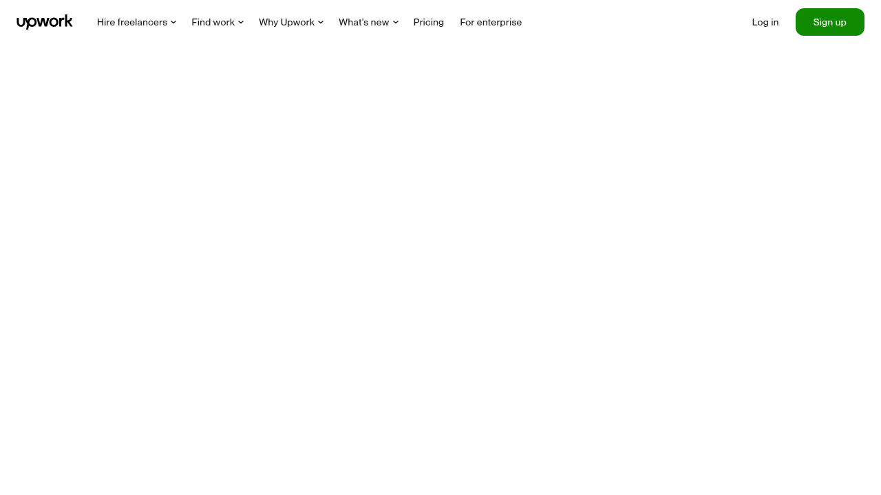 A screenshot of the Upwork homepage, one of the leading online platforms for finding legitimate freelance editing jobs.