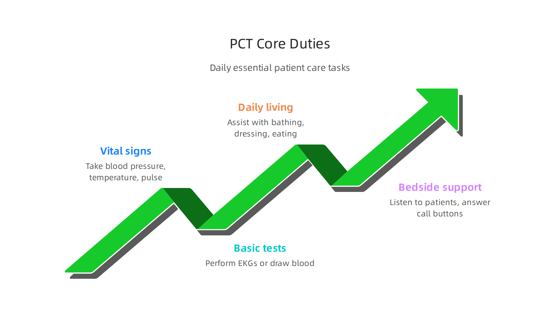 A summary of the core responsibilities that define the daily work of a Patient Care Technician.