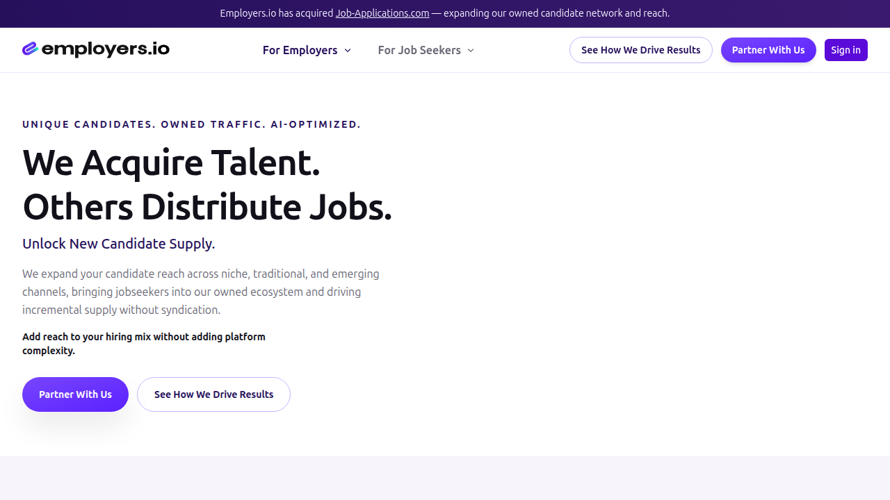 Employers.io homepage, a resource for insights into company hiring processes.
